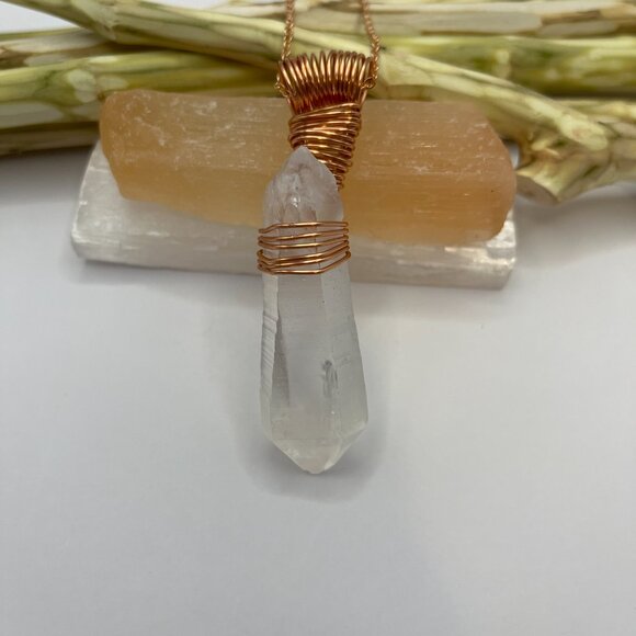 Natural XL Double Terminated Lemurian Quartz Pendant (Reiki Infused) - Picture 2 of 3